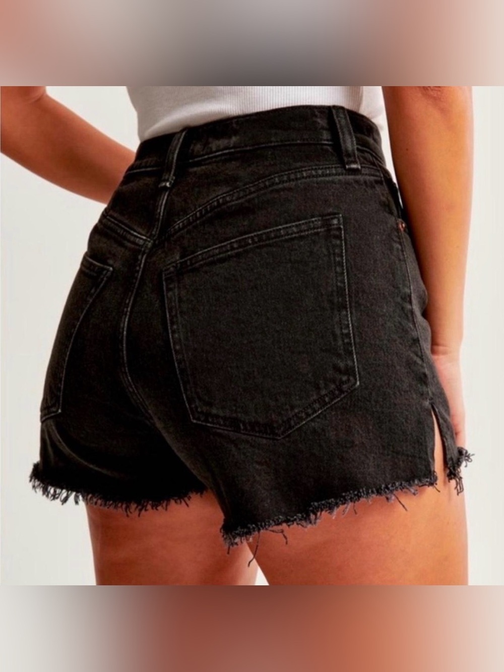 Abercrombie & Fitch The Mom Short High Rise Black Denim Jean Shorts Size 4